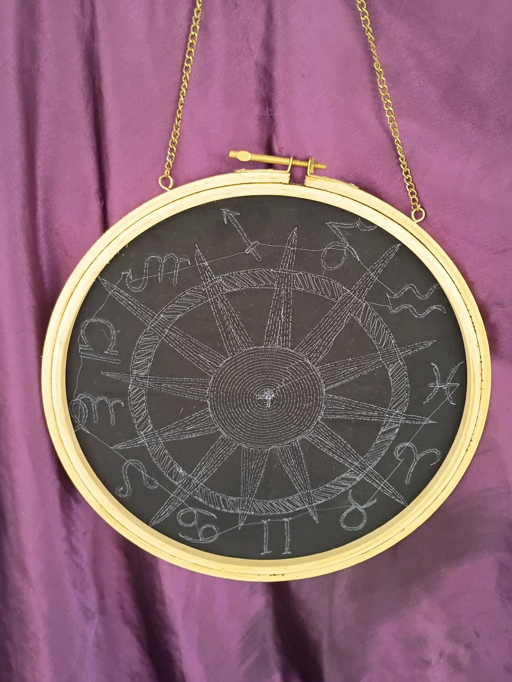 Zodiac Hand Beaded Wall Hanging - Decorative Sunburst Design